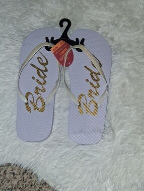 Bride Gold Script Flip Flops - Lavender